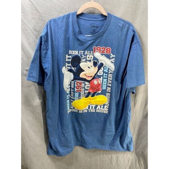 Mickey 1928 Disney Shirt Adult XL Blue Short Sleeve Pullover Tee‎ Mens. - Picture 1 of 9